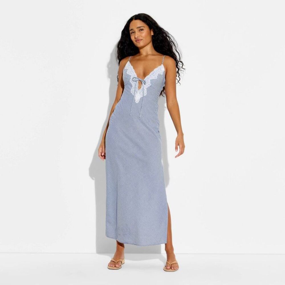 Wild Fable - Women's Lace Trim Maxi Empire Waist Dress - Wild F Blue - Picture 2 of 3